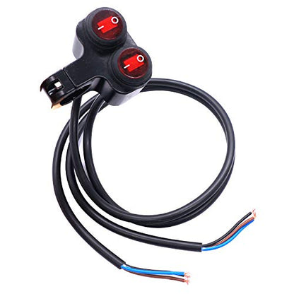 Taiss 7/8″ Waterproof Motorcycle ATV Handlebar Push Button Switch,12v Led Illuminated Headlight Hazard Brake Fog Light O/I Aluminum Alloy Handlebar Double Control Kill Switch with Connect Line F008