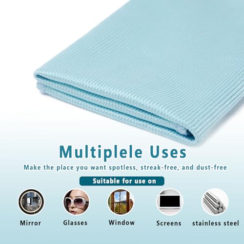 6 Pcs Glass Cleaning Cloth for Window Eyeglass Mirrors Stainless Steel - color: Blue