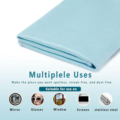 6 Pcs Glass Cleaning Cloth for Window Eyeglass Mirrors Stainless Steel - color: Blue