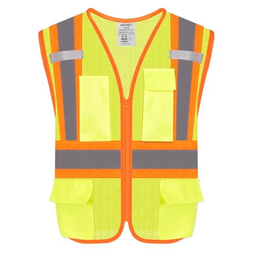 Safety Vest with Pockets - High Visibility Reflective Mesh Vest for Men & Women - color: Yellow, size: Small
