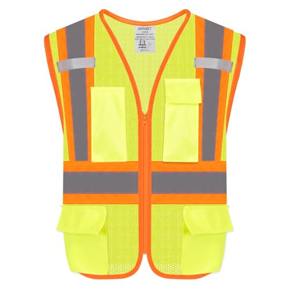 Safety Vest with Pockets - High Visibility Reflective Mesh Vest for Men & Women - color: Yellow, size: XX-Large