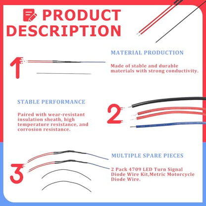 2 Pack 4709 LED Turn Signal Diode Wire Kit,Metric Motorcycle Diode Wire,Compatible with Kawasaki Vulcan 1600 Honda VT1100/XR650L/VTX1800C/CRF230M Suzuki GS500F/DR350 Yamaha Enduro