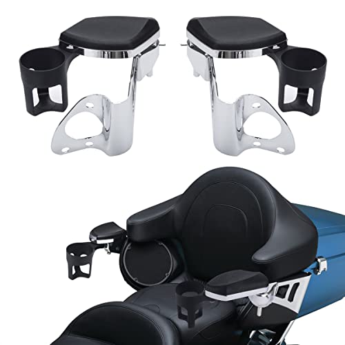 Passenger Armrests with Removable Cup Holder Compatible with Harley Touring Road Glide Electra Glide Tri Glide 2014-2023