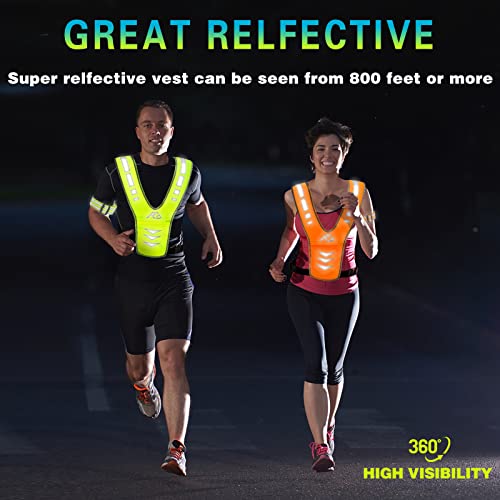 GoxRunx Reflective Running Vest Gear with Reflective Bands for Women Men Safety Reflective Vest for Walking Running Cycling at Night - color: Orange