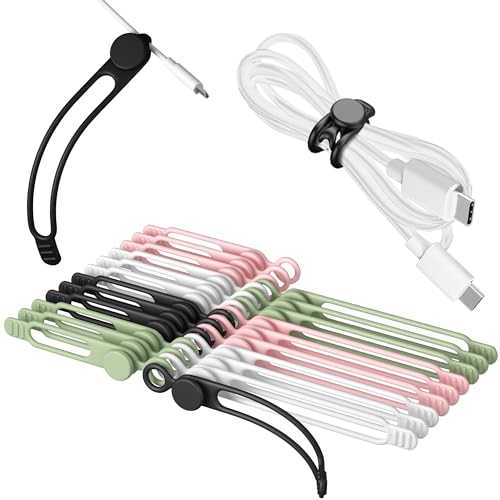 Silicone Cable Ties Cord Organizer for Cable Management, 24Pcs 3" and 4.5" Reusable Cable Organizer Electronic Accessories for Home, Office, Kitchen, School, Travel (Multi) - color: Multicolor a, size: 3 Inch and 4.5 Inch