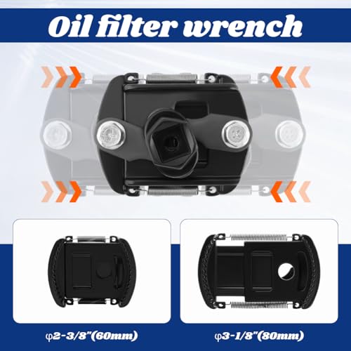 Adjustable Oil Filter Wrench 2-3/8 to 3-1/8 inch 60-80mm Universal Oil Filter-Removal Tool,Oil Filters-Removal Tool with Auto-Clamp Spring,for Engine Filters,Conduit, & Fittings