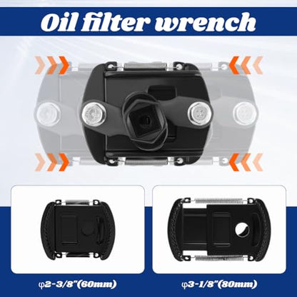 Adjustable Oil Filter Wrench 2-3/8 to 3-1/8 inch 60-80mm Universal Oil Filter-Removal Tool,Oil Filters-Removal Tool with Auto-Clamp Spring,for Engine Filters,Conduit, & Fittings
