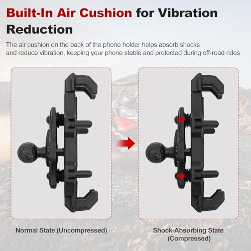 UTV Phone Mount for Pro-Fit Cage, Aluminum Alloy 8-Claw Holder for Groove Rods, 360° Adjustable SXS Mount for Defender Ranger General Uforce for 4.9" to 6.9" Cellphone - size: Fits Pro-Fit Cage