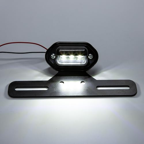1pcs Motorcycle Tail Light With License Plate Bracket Holder Retro Rear Lamp For Cafe Racer Custom Bobber Chopper (Black-1) - color: Black-1