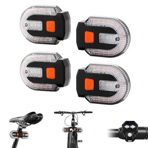 Bike Tail Light with Turn Signal, Split Bicycle Rear Lights, USB Rechargeable Turn Signal Bike Taillights for Cycling, Cyclist Safety Warning Bike Light 5 Mode (Only One Remote Control) - color: 4PC Yellow+Red