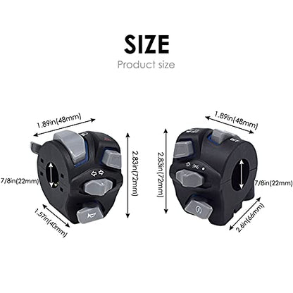 7/8" Motorcycle Switches Blue LED Light Switch for Horn Button Turn Signal Electric Fog Lamp Light Start Handlebar Controller Switches