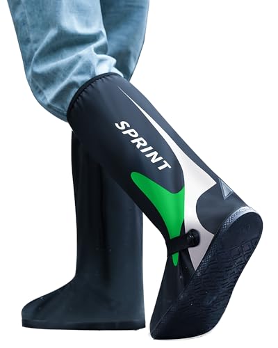 Waterproof Shoe Covers with Reflector for Men and Women Reusable Rain boot Covers with Zipper Non-Slip Foldable - color: Green, size: Small