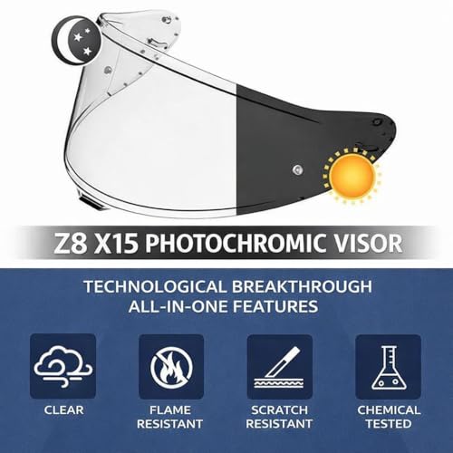 Shoei RF1400 X15 Helmet Visor Replacement Shield, Anti-Fog Sun Shield Accessory Compatible with RF-1400, X15, CWR-2, Z8, X-SPR PRO(Photochromic) - color: Photochromic