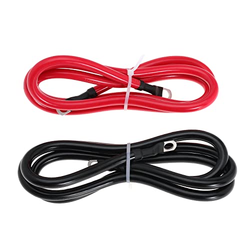 4 AWG Battery Cable 4AWG Gauge Pure Copper Battery Inverter Cables with 3/8 in Lugs Both Ends Power Inverter Wire Set for Automotive Solar Marine Boat RV Car Motorcycle Red and Black (5FT) - size: 5ft