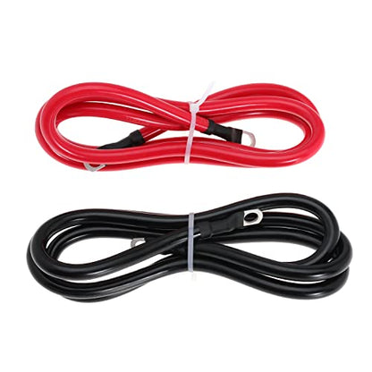 4 AWG Battery Cable 4AWG Gauge Pure Copper Battery Inverter Cables with 3/8 in Lugs Both Ends Power Inverter Wire Set for Automotive Solar Marine Boat RV Car Motorcycle Red and Black (5FT) - size: 5ft