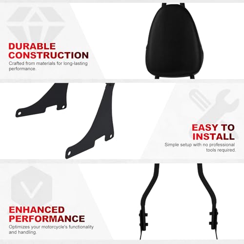 Motorcycle Detachable Rear Sissy Bar Backrest with PU Leather Passenger Cushion Pad Fit For Harley Sportster XL883 XL1200 48 SuperLow 2004–2022