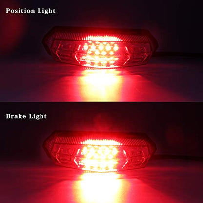 Universal Clear Integrated Motorcycle 25 LED Tail Light with Turn Signal Position Brake-Stop Alert Function for Dirt Bike Buggy Chooper Cruiser ATV(Clear/Stop Alert) - color: Clear/Stop Alert