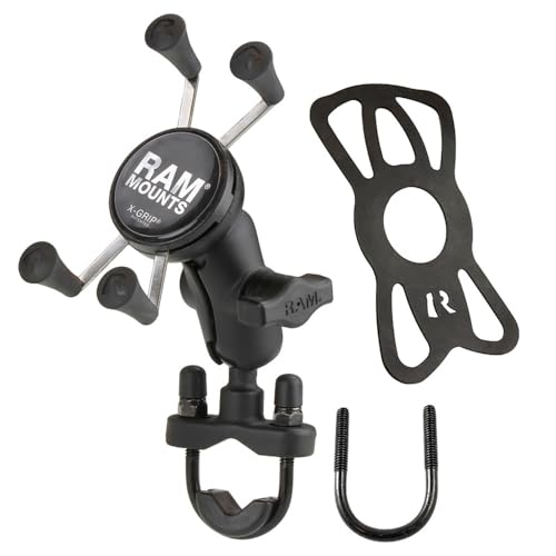 RAM MOUNTS X-Grip Motorcycle Phone Mount with Handlebar U-Bolt Base, Short Double Socket Arm, Universal Bike & ATV Smartphone Holder RAM-B-149Z-A-UN7U - style: Small Phones