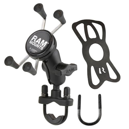 RAM MOUNTS X-Grip Motorcycle Phone Mount with Handlebar U-Bolt Base, Short Double Socket Arm, Universal Bike & ATV Smartphone Holder RAM-B-149Z-A-UN7U - style: Small Phones