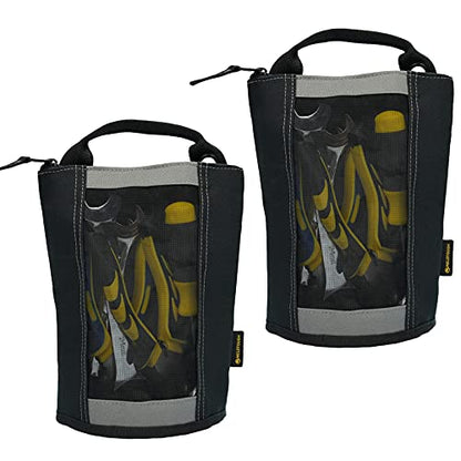 MELOTOUGH Fastener Bag Utility Canvas Zipper Tool Bag Heavy Duty Mesh Window, Hanging Grommets (Grey 2 pack） - color: Grey color