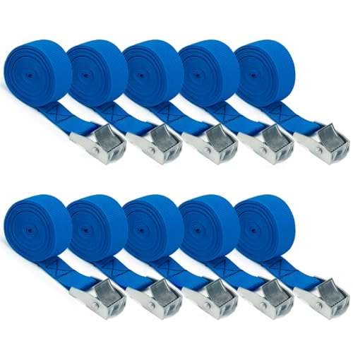 10 Pack Lashing Straps with Buckles Adjustable, 1" x 78" Cam Buckle Tie Down Straps for Securing Luggage, Cargo, Bicycles, Motorcycles(Light Blue) - size: Light Blue 1" x 78"