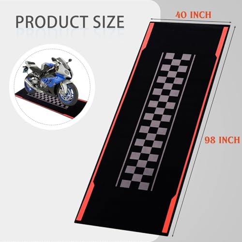 Drydiet Motorcycle Mat Garage Floor Rug Washable Parking Mats for Garage Floors Non Slip Oil Absorbent Pad Rubber Backing Layer Protects Floor(Track Style,98 x 40 Inch) - size: 98 x 40 Inch, style: Track Style