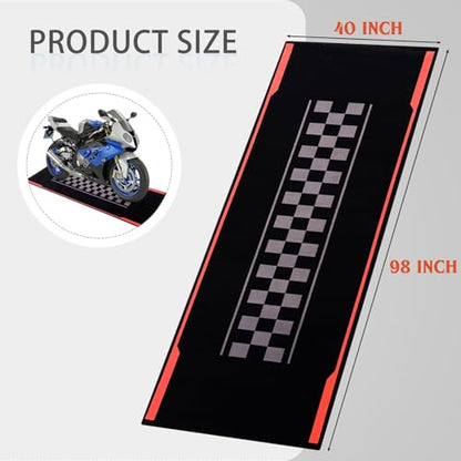 Drydiet Motorcycle Mat Garage Floor Rug Washable Parking Mats for Garage Floors Non Slip Oil Absorbent Pad Rubber Backing Layer Protects Floor(Track Style,98 x 40 Inch) - size: 98 x 40 Inch, style: Track Style