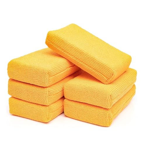 The Rag Company - The Pearl Microfiber Detailing Applicator Sponges (6-Pack) Versatile Detailing Tool, Excellent for Applying Wax, Sealants, Coatings and Other Automotive Products, 3in x 5in, Orange - color: Orange Pearl Weave, size: 3"x5"