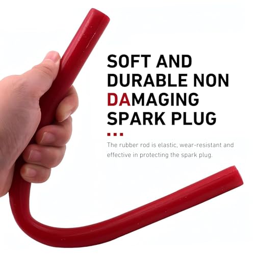 Car Spark Plug Socket, Heat-resistant Flexible Rubber Insulated Sleeve Wrench, Dual-hole Portable Spark Plug Installation Removal Tool, Universal for Most Cars, Motorcycles (Red)