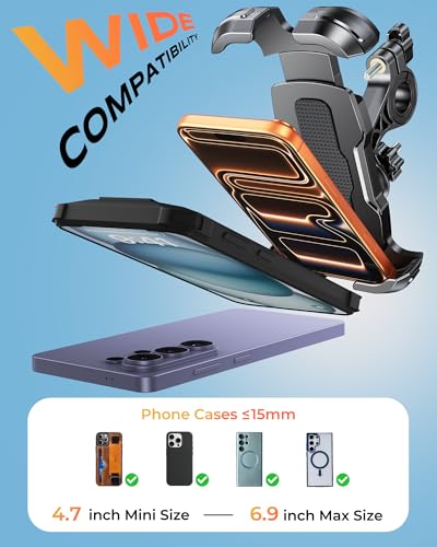 Zewdov Bike Phone Mount [Secure Grip][Anti-Drop], Upgrade Bike Phone Holder [1s Stable Lock], 360° Rotatable Phone Holder for Mountain Bike/ATV, Fits for iPhone/Samsung 4.7-6.9", Screw Mount