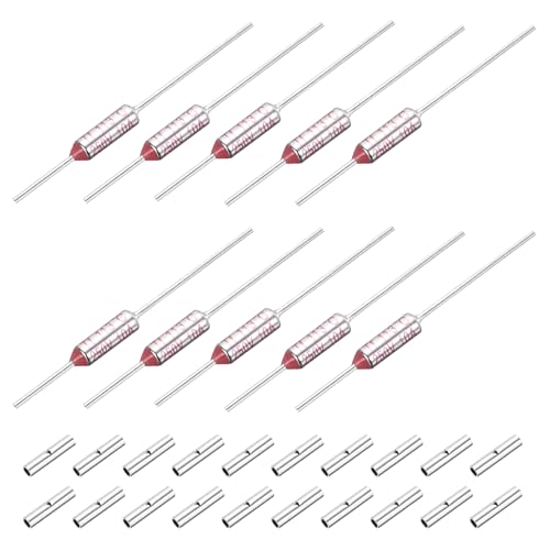 MECCANIXITY 10 Pcs Metal Temperature Thermal Fuse SF113 113C 235.4F 10A 250V Cutoff Thermal Fuse with 20 Pcs BN1.25 Bare Terminal Butt Connector - style: SF113