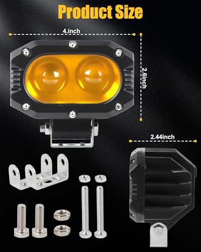 4 Inch Amber LED Driving Lights 48W LED Pod Lights Off Road Spot Lights Bar Super Bright Flood Light Cube Combo LED Bumper Ditch Lights Fog Light for Truck Jeep ATV UTV SUV Motorcycle Boat - color: 4inch Amber Spotlight