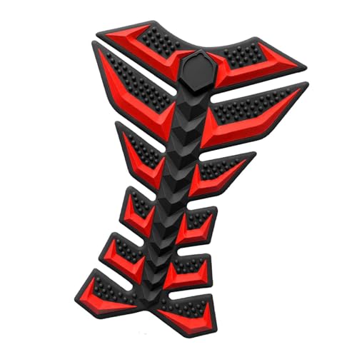 Motorcycle Gas Tank Sticker Protector Decal, 3D Easy to Install Durability Decorative, Accessory Essential, Fish Bone Sticker, Red - color: Red