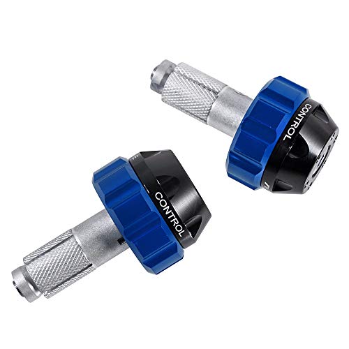 Throttle Lock Cruise Control Grip Ends Handlebar Plugs Sliders for 22mm Motorcycle Handlebar with 14mm/18mm Inner Diameter or with M6 Screw Holes (Blue) - color: Blue