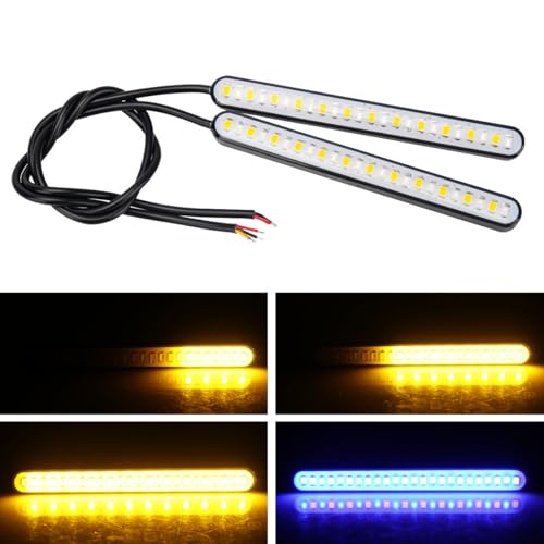 4 Inch Motorcycle LED Tail Light - Bright two-color sequential turn signal light, brake light, license plate light with adhesive bracket, for motorcycle, scooter, e-bike 2 pack (Blue and yellow) - color: Blue and yellow