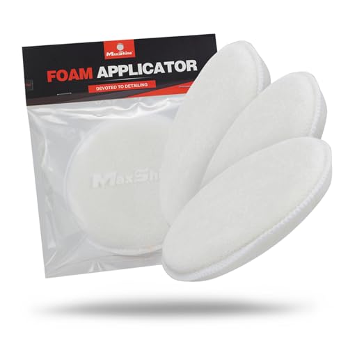 Maxshine Wax Applicator, Microfiber, 5 Inch, White, 3 Pack | Machine Washable, Durable, Reusable | Smooth Polish & Wax Application for Car Detailing, Scratchless Finish