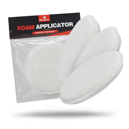 Maxshine Wax Applicator, Microfiber, 5 Inch, White, 3 Pack | Machine Washable, Durable, Reusable | Smooth Polish & Wax Application for Car Detailing, Scratchless Finish