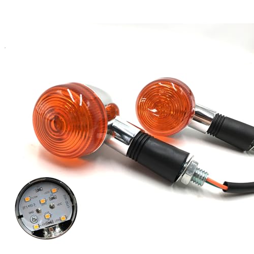 Universal 4pcs Motorcycle Turn Signals LED with Amber White Black Lens Front Rear Turn Signal Light Compatible with Harley Honda Suzuki Yamaha Motorcycle Cruiser Bobber Chopper