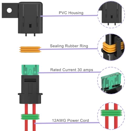 2 Pcs Waterproof Inline Fuse Holder 12V ATC/ATO Fuse Holder 12AWG 15A/20A/30A/40A Fuses, for Automotive, Marine, Heavy Duty Bus Power System - color: 2 Pcs, 15A/20A/30A/40A