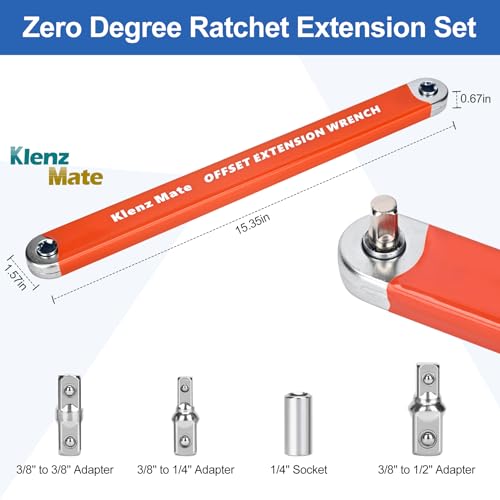 2026 Upgrade Offset Extension Wrench and 3 Different Lengths Extension Clamps Tight Tool, Versatile Vise Grip, Includes 1/2", 1/4" , 3/8" Drive Adapters, Universal Ratchet Extensions for Tight Spaces - color: Blue and Orange