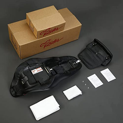 C.C. RIDER Classic Seat Backrest Pad - Driver Seat Rider Sissy Bar Passenger Backrest Pad Kit fit for Harley Davidson Touring Road King Street Glide Electra Glide Road Glide 2014-2023 - color: Seat + Passenger Sissy Bar Black Red