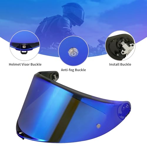 K6 Helmet Shield Visor Replacement Face Shield Compatible with K6 K6S Motorcycle Helmet Accessories (Chrome Blue) - color: Chrome Blue