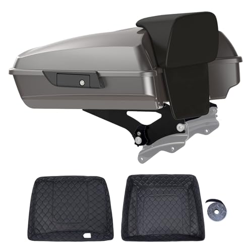 Motorcycle Razor Tour Pack For 2009+ Harley Touring - Billet Silver, Black Detachable Mounting Rack, Backrest & Black Trunk Liners - color: Billet Silver, size: Razor Tour Pack, Detachable Rack & Black Liners
