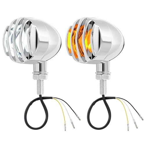 Benlari Motorcycle 48 LED Turn Signals Bullet Lights Motorcycle Front Blinkers Indicator Fit for Honda Yamaha R3 Suzuki Kawasaki Harley Sportster (Chrome(Amber+White)) - color: Chrome(Amber+White)