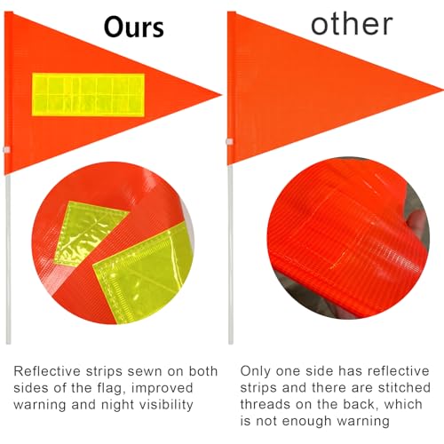 2 Pcs Bike Safety Flag with Pole, 6-Feet Adjustable Height Heavy Duty Fiberglass Pole Polyester Tear-Resistant Waterproof Safety Flags(Orange with Reflective Strip) - color: 2 Pcs Orange with Reflective