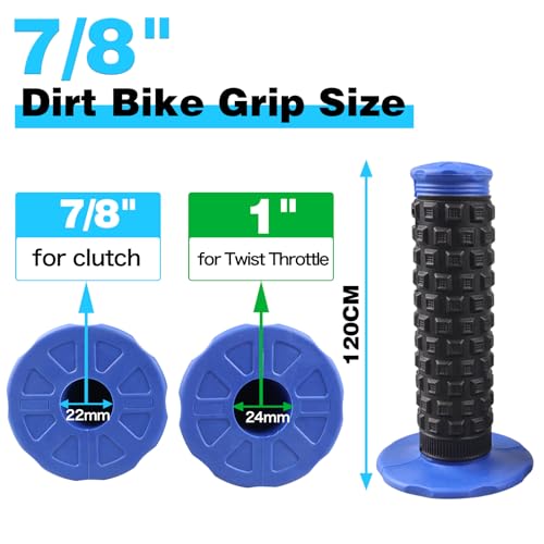 7/8" Dirt Bike Grip Rubber Anti-Slip Universal Motorcycle Grips Handlebar Racing Grip for Motocross Mini Bike Surron Light Bee x Grips KLX110 YZ450F XR50 CRF80 Motocross Grips - color: Blue