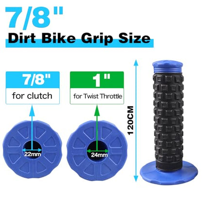 7/8" Dirt Bike Grip Rubber Anti-Slip Universal Motorcycle Grips Handlebar Racing Grip for Motocross Mini Bike Surron Light Bee x Grips KLX110 YZ450F XR50 CRF80 Motocross Grips - color: Blue