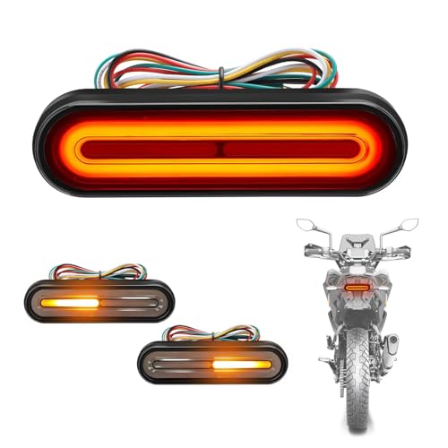 Linkstyle 5" Motorcycle Tail Light: 12V LED Super Bright Brake Lights, Stop Turn Signal Light, Dual Color Red/Amber, Waterproof Taillight Rear Lamp for Scooter Bike Truck Trailer