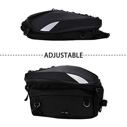 Motorcycle Tail/Seat Bag - Dual Use Waterproof Helmet Bag for Motorbike - with One Extra Cargo Net - color: Black&White