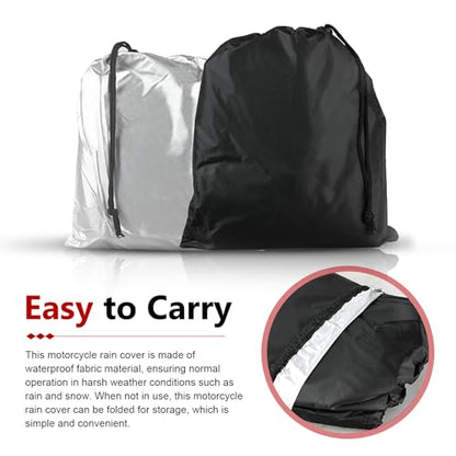Motorcycle Cover, Outdoor Waterproof Motorcycle Cover, Motorcycle Full Cover Accessories with Storage Bag, Universal Foldable Durable Motorcycle Protective Cover Replacement (Black)